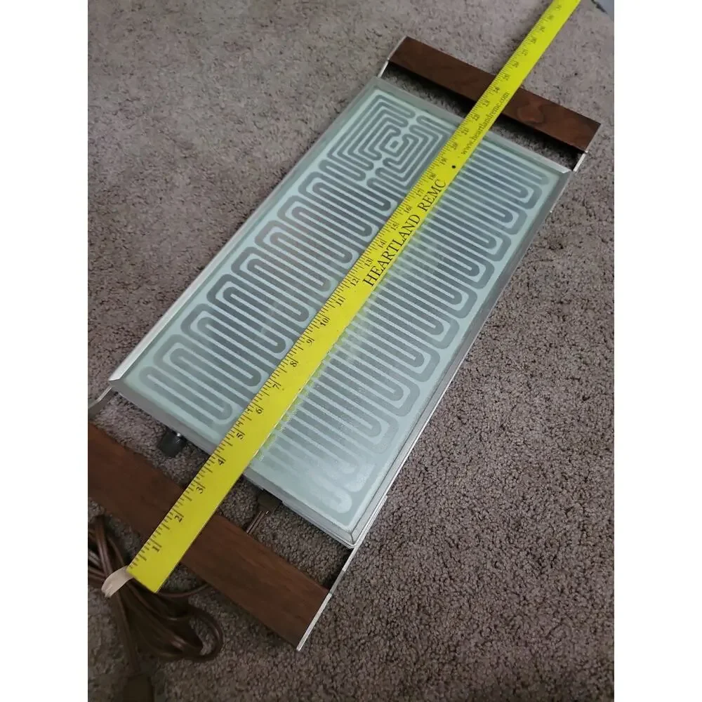 VTG Sears Electric Food Warmer Wood Handles Hot Plate Warming Tray